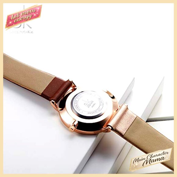 36mm Leather Strap Women\'s Watch Japanese Quartz Water Resistant Business main image 5